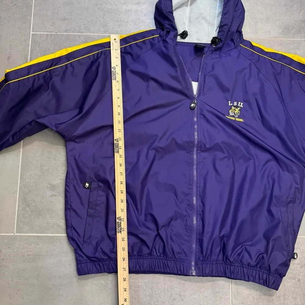 LSU Starter Windbreaker Hooded Jacket - Large - Embroidered Logo